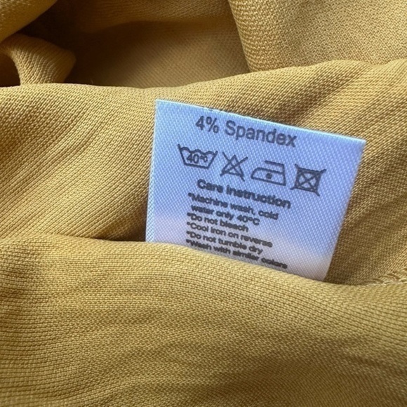 NWT Tiered Maxi Boho Belted Ruffled Sleeveless Yellow Amber Crepe Satin … - Picture 13 of 13